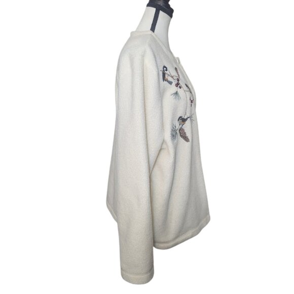 Vintage Cottagecore Blair Embroidered Bird Fleece Cardigan Woodland Fairy Cozy L - Picture 4 of 14